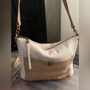 NWT Elliott Lucca Shoulder Bag with Outside and Inside Pockets Beige and Tan